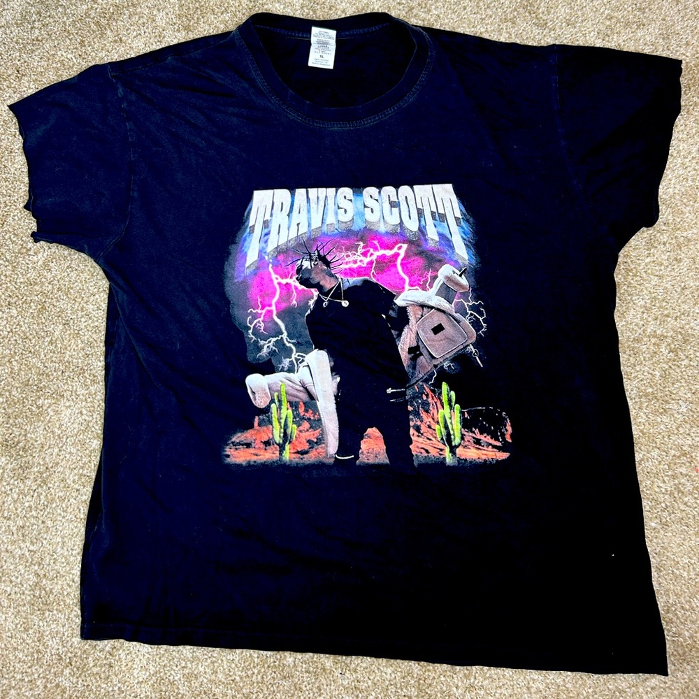 Travis Scott Rodeo Tour concert 2015 black Lightning Shirt tee tshirt